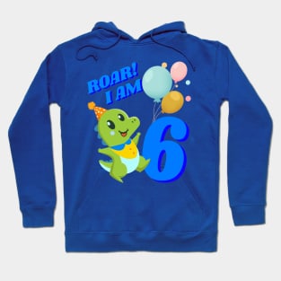 6th Birthday Child Kid Dino Dinosaur ROAR Hoodie